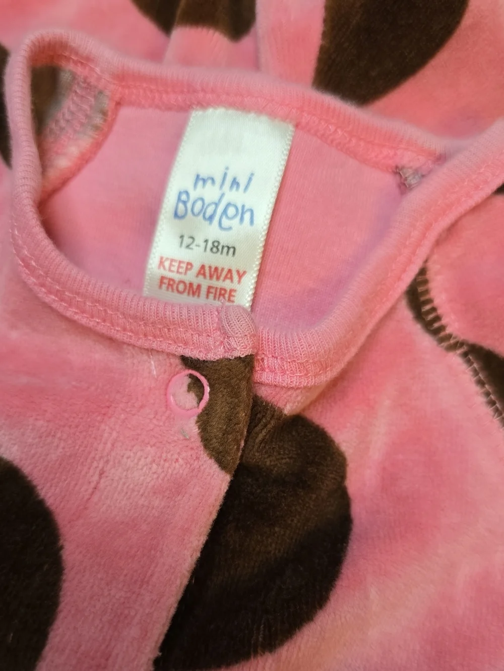 Mini Boden Pink and Brown Polka Dot One-Piece